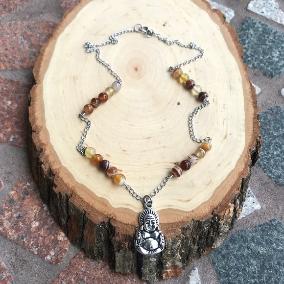 🔴SALE ! Genuine copper agate buddha boho necklace - Picture 3 of 8